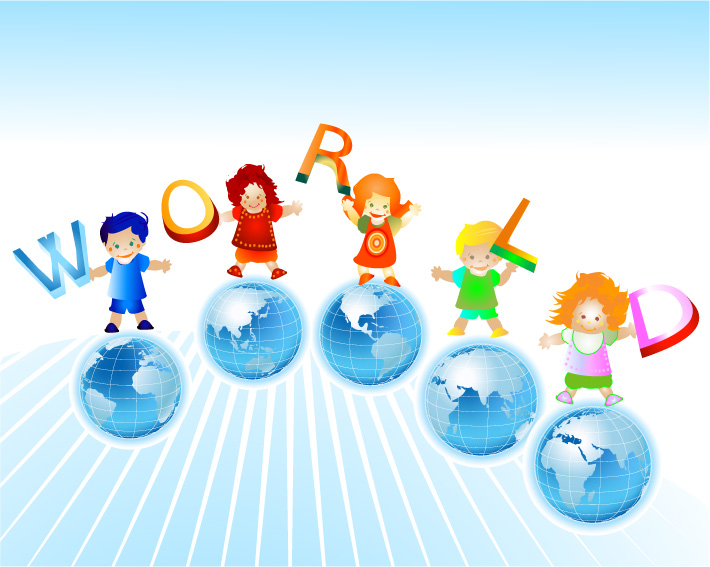 World and kids creative background vector 02