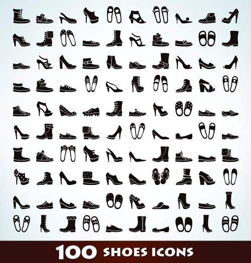 100 Kind shoes vector icons