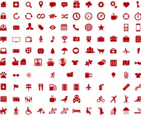 600 Kind commonly red icons vector