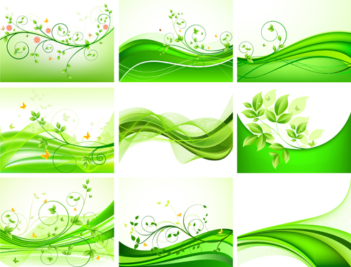 Abstract green leaves background design vector free download