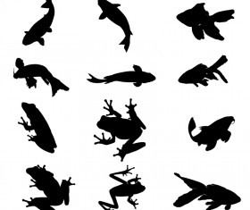 Aquatic organisms vector silhouettes material