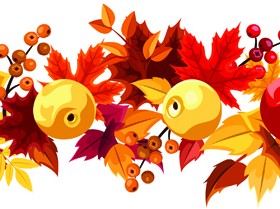 Autumn leaves and fruit vector seamless pattern