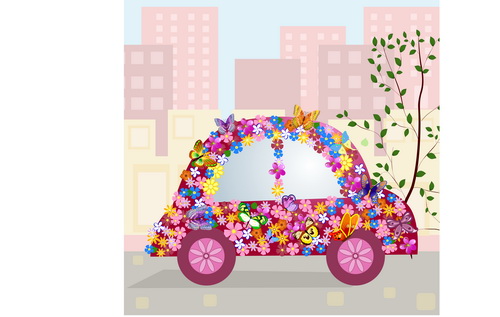 Beautiful floral car design graphics 02