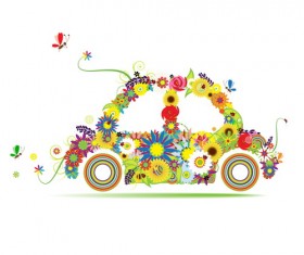 Beautiful floral car design graphics 03