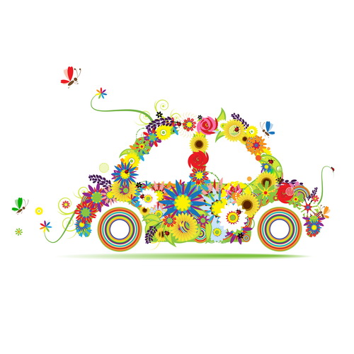 Beautiful floral car design graphics 03