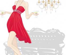 Beautiful woman design elements vector 02