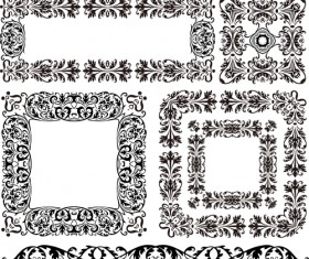Black floral border with frames vector material