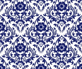 Blue floral ornaments pattern seamless vector