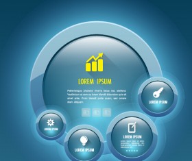 Blue glass textured button business template vector