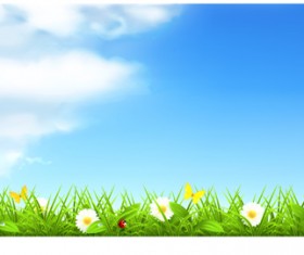 Blue sky with nature vector background vector 01