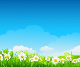 Sakura with blue sky vector background 04 free download