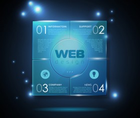 Blue web infographics template design vector 01