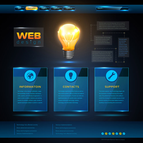 Blue web infographics template design vector 05