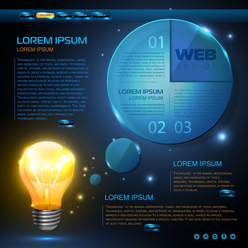 Blue web infographics template design vector 07