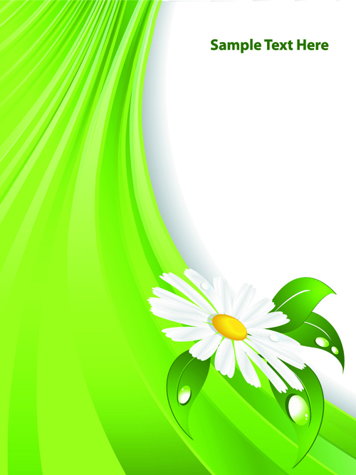 Bright green background with flower vector 02