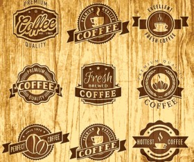 Brown retro coffee labels vector