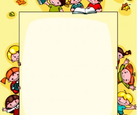 Cartoon school children cute design vector 01