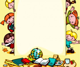 Cartoon school children cute design vector 03