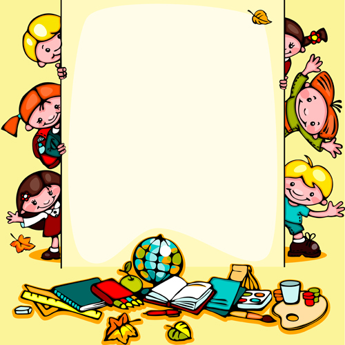 Cartoon school children cute design vector 03 free download
