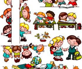 Cartoon school children cute design vector 04