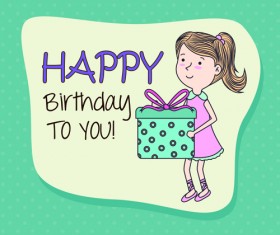 Cartoon style Happy Birthday greeting card template 05