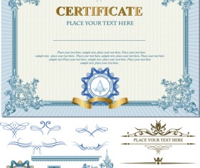 Certificates template with ornament kit vector 01
