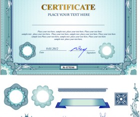Certificates template with ornament kit vector 02