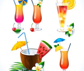Coconut and cocktails vector graphics 02