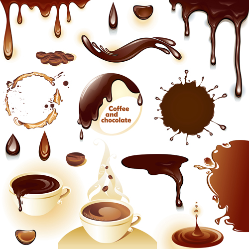 Coffee and chocolate set vector 01