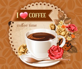 Coffee cup and coffee beans pattern background vector