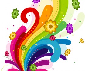 Colored abstract elements and flowers background vector