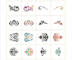 Colored floral ornaments design elements vector