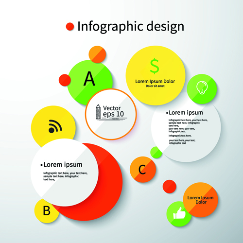 Colored round infographics design vector 03