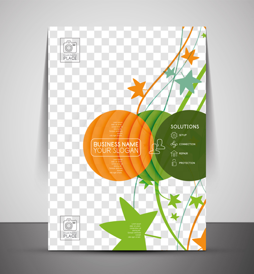 Corporate flyer cover set vector illustration 01