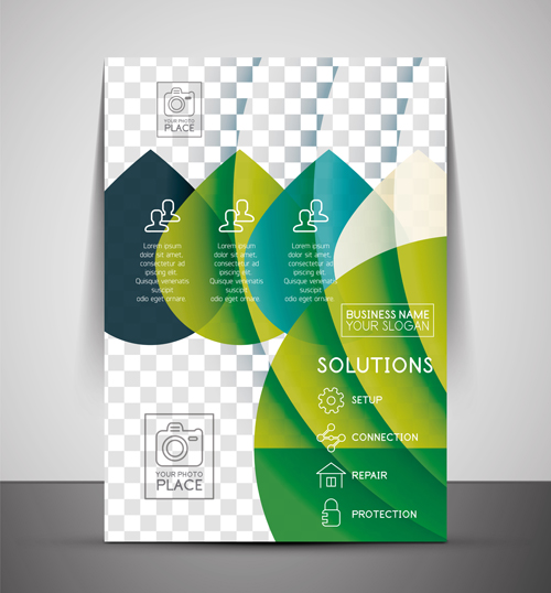 Corporate flyer cover set vector illustration 02