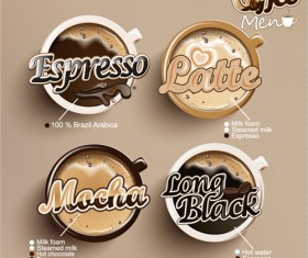 Creative coffee menu with labels vector