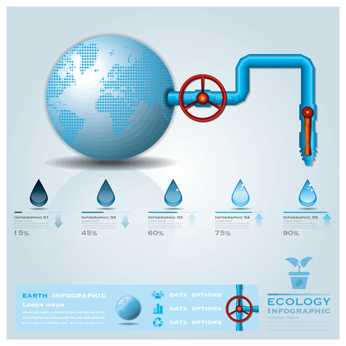 Creative ecology water infographics vector 05
