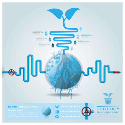 Creative ecology water infographics vector 06