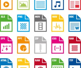 Creative file format icons vector graphics