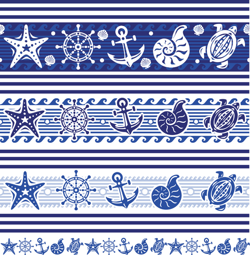 Creative marine elements vector pattern material 02