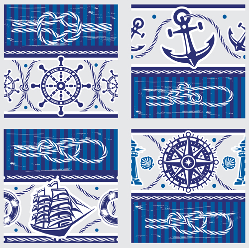 Creative marine elements vector pattern material 03