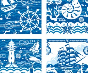 Creative marine elements vector pattern material 04