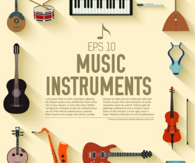 Creative music Instruments background vector graphics 01
