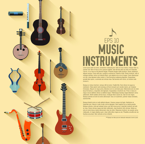 Creative music Instruments background vector graphics 03