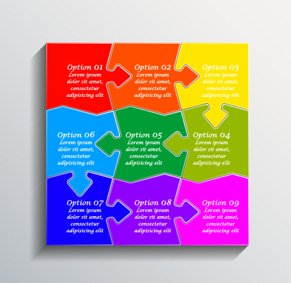 Creative puzzle infographic template vector 01