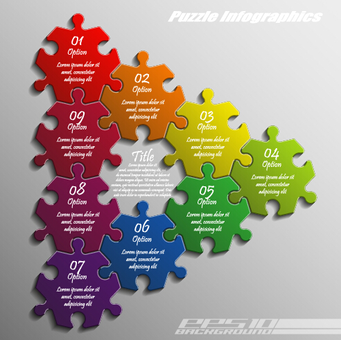 Creative puzzle infographic template vector 04