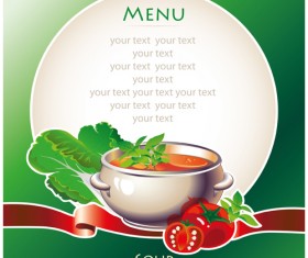 Creative soup menu cover vector material