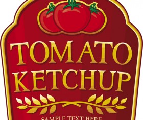 Creative tomato ketchup stickers vector