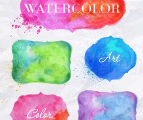 Creative watercolor labels vector material 02
