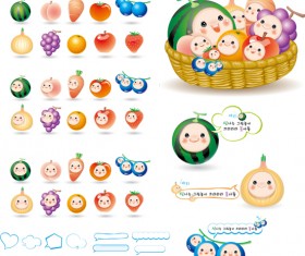 Cute cartoon fruits baby vector